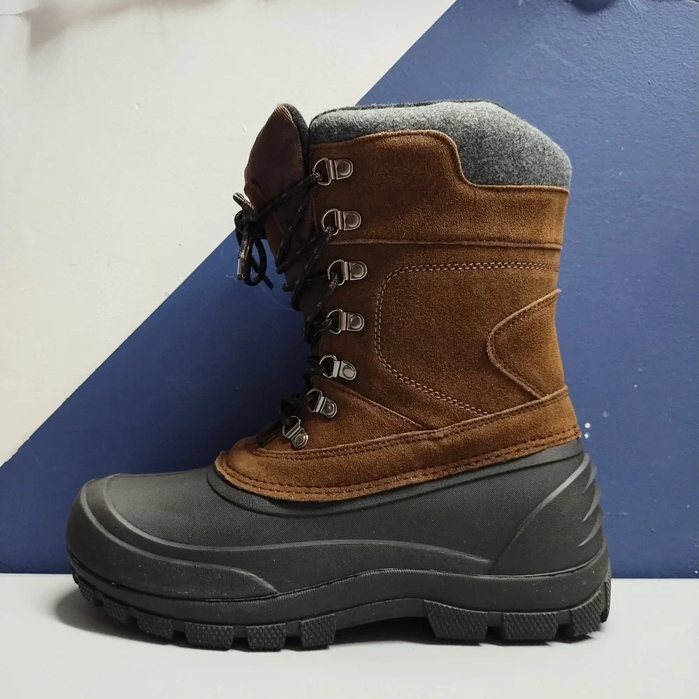 Northeast Outfitters Pac Winter Boots Mens 8 Brown Black Leather Water Resistant